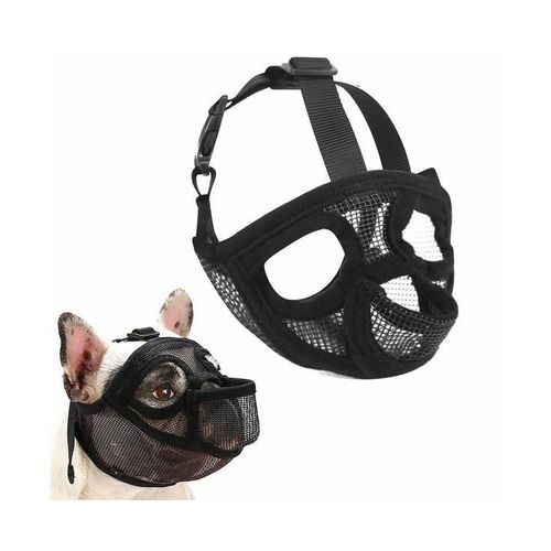 Muselière Hollypet Pour Chien À Museau Court Avec Langue Sortie ¿ Design En Maille Confortable Pour Mordre Et Toiletter, Ajustement Réglable Pour Les Petites Races ¿ Noir