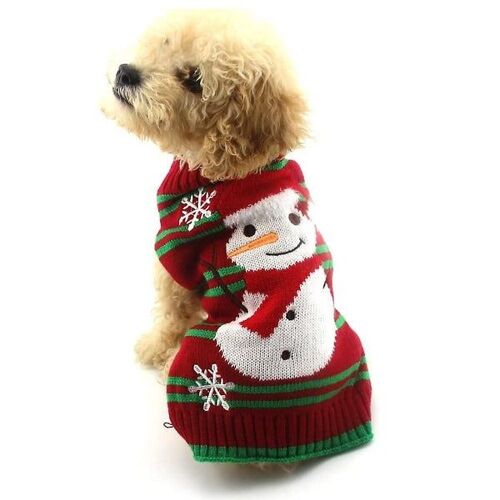 Charmant Pull Rayé Bonhomme De Neige Pour Chien ¿ Vêtement De Fête Confortable Pour Les Fêtes D'automne Et D'hiver