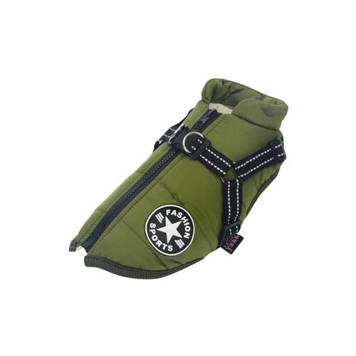 Manteau D'hiver Imperméable Pour Chien Avec Harnais ¿ Veste Respirante Vert Armée Pour Grandes Races ¿ Taille 4xl, Confortable Et Élégant