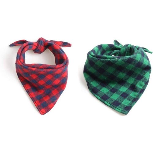 Bandanas Élégants Et Réglables Pour Chiens À Carreaux - Lot De 2 Pour Chiens De Petite Et Moyenne Taille, Coton Doux, Faciles À Nettoyer, Ajustement Parfait