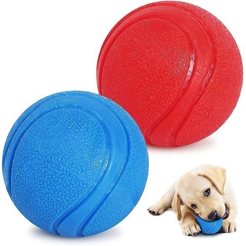 Balles Rebondissantes Interactives Pour Chien ¿ Jouets Indestructibles En Tpr Pour L'agilité Et Le Plaisir, 5 Cm, Sûrs Et Faciles À Nettoyer, Lot De 2, Bleu/Rouge