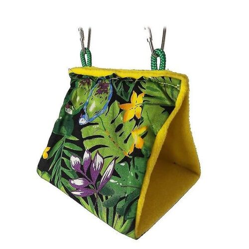 Hamac Pour Oiseaux Tropical Paradise - Nid Triangulaire Confortable Pour Petits Oiseaux, Imprimé Forêt Tropicale Vibrant, Parfait Pour Les Perroquets Et Les Canaris