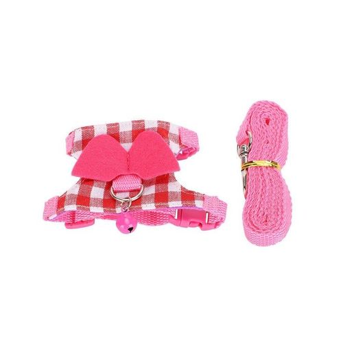 Ensemble Harnais Et Laisse Pour Petits Animaux À Carreaux Roses Charmants Pour Furets, Chinchillas Et Écureuils - Confortable, Élégant Et Facile À Utiliser