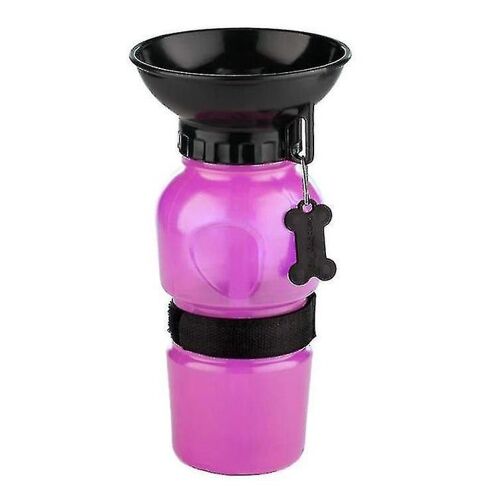 Bouteille D'eau Rose Élégante Pour Animaux De Compagnie Avec Bol Intégré - Parfaite Pour Hydrater Les Chiens En Déplacement