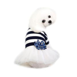 Robe Tutu Bleu Foncé Chic Pour Chien ¿ Jupe En Tulle À Noeud Élégant, Vêtement Pour Animaux De Compagnie Pour Occasions Spéciales Et Usage Quotidien