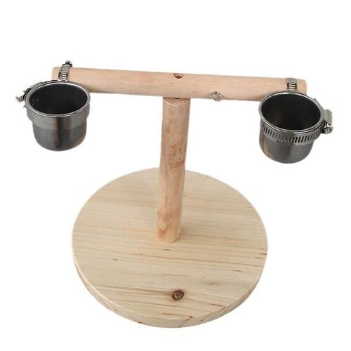 Canne D'entraînement Pour Perroquets, 1 Pièce, Avec Pont Suspendu Et Gobelets À Nourriture - Jouet Durable Pour Oiseaux De Petite Et Moyenne Taille