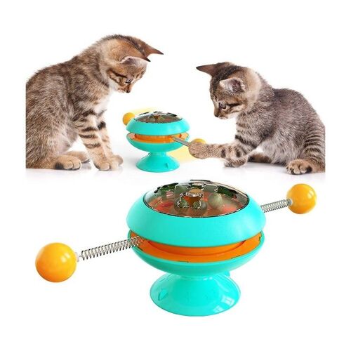 Jouet Interactif Pour Chat En Forme De Moulin À Vent Avec Boules D'herbe À Chat Et Ventouse Puissante - Un Jeu Captivant Pour Les Chats D'intérieur