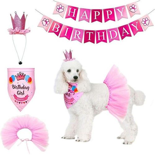 Ensemble De Tenues D'anniversaire Pour Chien - Tutu, Couronne Et Bandana Pour Le Jour Spécial De Votre Princesse À Fourrure