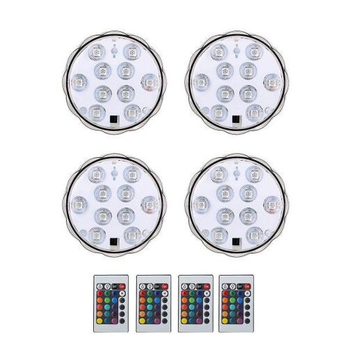 Lot De 4 Lampes Led Submersibles Étanches Avec Télécommande Pour Piscines, Aquariums Et Événements - Éclairage Décoratif À Changement De Couleur