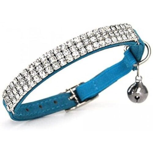 Collier Glamour En Velours Incrusté De Diamants Pour Chats Et Petits Chiens - Réglable, Confortable Et Sûr Avec Clochette