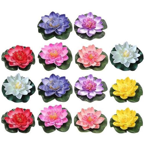 Lot De 14 Nénuphars Flottants Aux Couleurs Vives ¿ Élégants Nénuphars Artificiels Pour La Maison, Les Aquariums, Les Jardins Et La Décoration