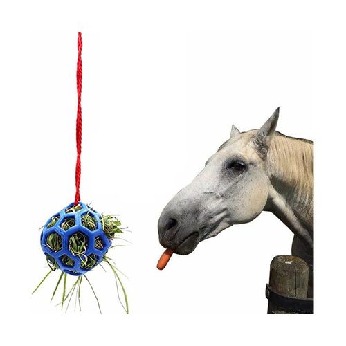 Jouet interactif pour mangeoire à balles thérapeutiques pour chevaux - Soulagement du stress pour chevaux, chèvres et moutons - Caoutchouc durable, 5,5"" de diamètre, jeu de recherche de nourriture amusant