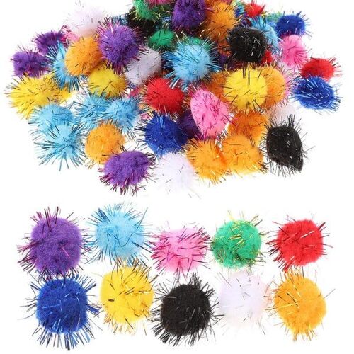 100 Boules De Pompons Colorées Pour Loisirs Créatifs Des Enfants ¿ Décorations De Bricolage Éclatantes, Fournitures De Fête Et Projets Créatifs