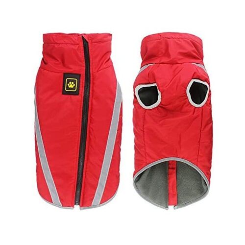 Manteau D'hiver Imperméable Pour Chien - Veste Rouge Chaude, Coupe-Vent Et Élégante Pour Chiens De Petite Et Moyenne Taille Avec Trou Pour Harnais