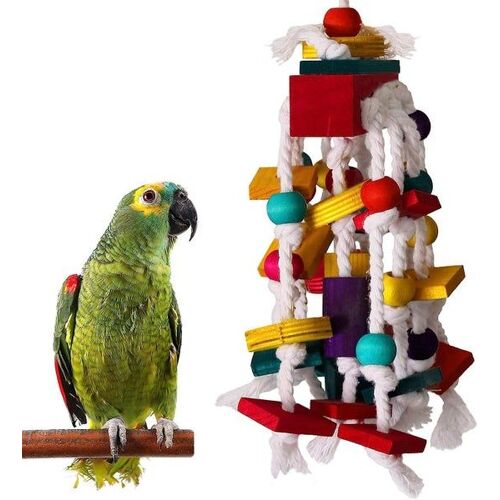 Jouet À Mâcher En Bois Vibrant Pour Petits Et Moyens Perroquets - Accessoire De Cage Attrayant, Sûr Et Durable Pour Des Oiseaux Heureux