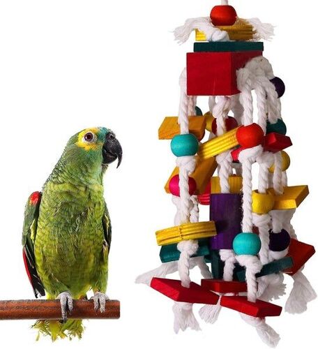 Jouet À Mâcher En Bois Vibrant Pour Petits Et Moyens Perroquets - Accessoire De Cage Attrayant, Sûr Et Durable Pour Des Oiseaux Heureux