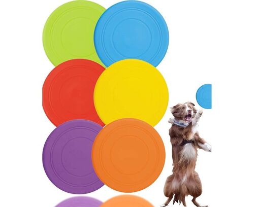 Lot De 6 Frisbees Colorés En Silicone Souple Pour Chiens - Disques Volants Durables Et Antidérapants Pour Le Jeu Et L'entraînement - Parfait Pour Les Amoureux Des Animaux