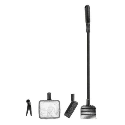 Kit De Nettoyage Pour Aquarium - Ensemble Complet De Nettoyage Pour Vitres Avec Râteau À Gravier, Brosse Éponge Et Filet Pour Un Entretien Impeccable De L'aquarium
