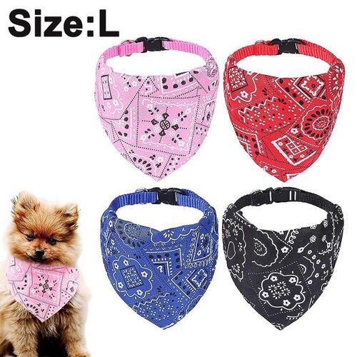 Ensemble De Bandanas Réglables Pour Animaux De Compagnie Bran 4 Pièces - Foulards Élégants Pour Chiens Et Chats En Rouge, Bleu, Noir Et Rose - Confortable Et Tendance