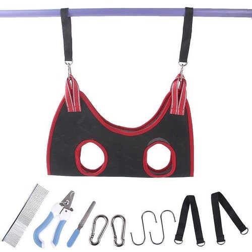 Ensemble Hamac De Toilettage Pour Animaux De Compagnie 10 Pièces Avec Coupe-Ongles, Peigne Et Plus Encore - Solution De Toilettage Facile À Domicile Pour Chiens