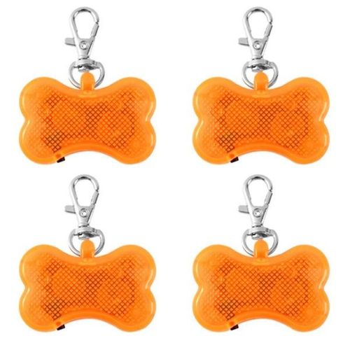 Lot De 4 Lampes Led Lumineuses Pour Médailles D'identification Pour Chien - Lumières De Sécurité Orange Vif Pour Animaux, Colliers Et Aventures En Plein Air