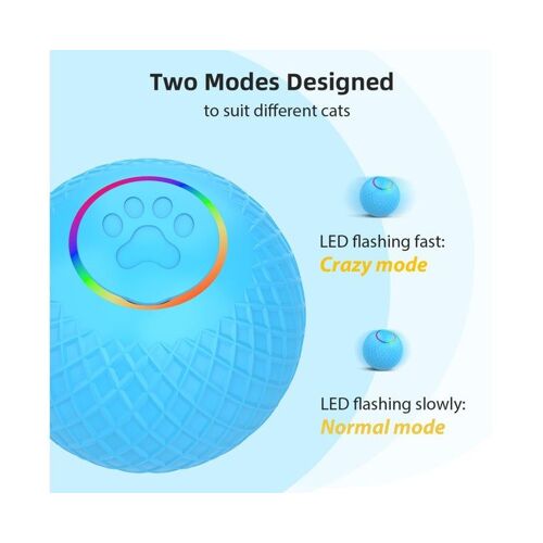 Balle Roulante Interactive À Led Pour Chats Et Petits Animaux - Jouet Automatique Avec Modes Crazy Et Normal, Étanche Et Rechargeable