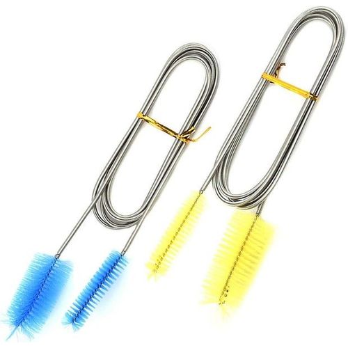 Ensemble De Brosses De Nettoyage Pour Aquarium En Acier Inoxydable ¿ 2 Brosses Durables Pour Un Nettoyage Efficace Des Tuyaux Et Des Tuyaux (Bleu Et Jaune)