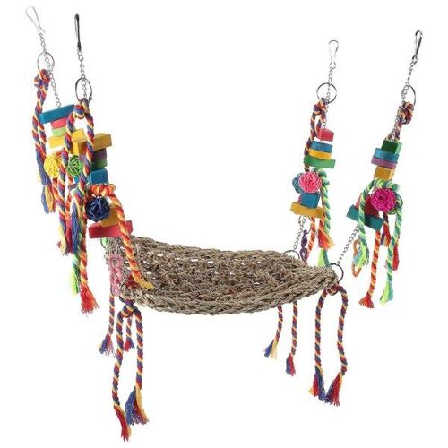 Hamac Coloré Pour Oiseaux Et Jouet À Mâcher ¿ Tapis De Relaxation Amusant Pour Perroquets, Hamsters Et Chinchillas ¿ Accessoire Durable Et Attrayant Pour Animaux De Compagnie
