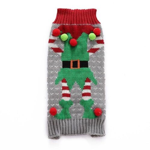 Pull De Noël Douillet Pour Chien ¿ Tenue D'hiver Chaude Pour Chiens De Taille Moyenne Et Grande ¿ Motif Gris Festif Xl