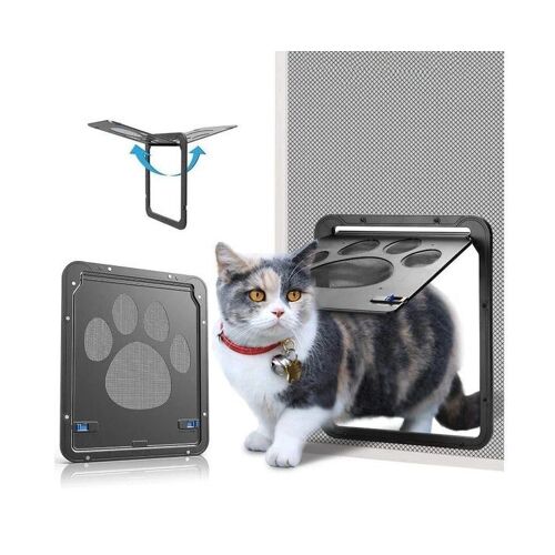 Porte Moustiquaire Verrouillable À Fermeture Automatique Pour Chat - Accès À 4 Voies Pour Une Exploration Extérieure En Toute Sécurité - Chatière Robuste Et Facile À Installer