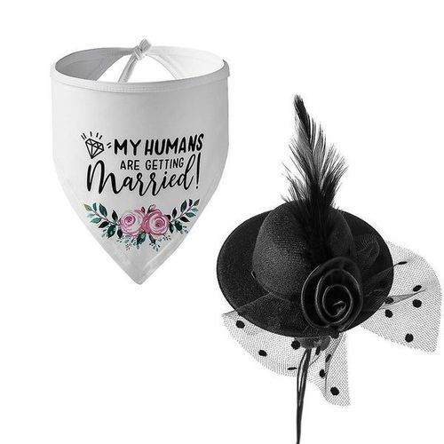 Ensemble Charmant Bandana Et Chapeau De Mariage Pour Chien Avec Couronne Blanche - Parfait Pour Les Mariages Et Les Fiançailles