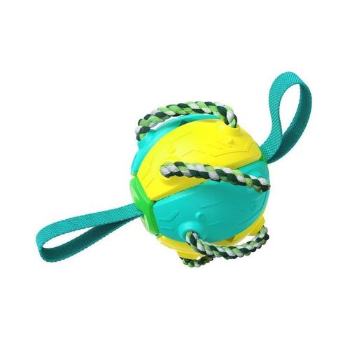 Frisbee Et Ballon De Football Pour Chien 2 En 1 Jaune Et Bleu Indestructible - Jouet Interactif Durable Pour Toutes Les Tailles De Chiens
