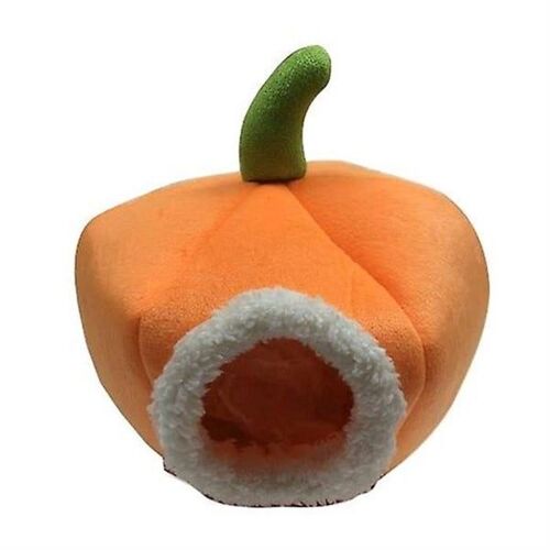 Lit Confortable En Forme De Citrouille Pour Petits Animaux - Nid Doux Et Durable Pour Hamsters, Hérissons Et Plus - Confort Orange Vif