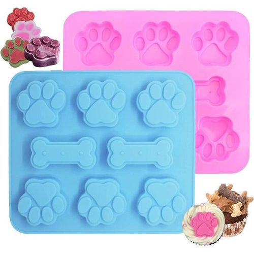 Lot De 2 Moules À Friandises En Silicone De Qualité Supérieure Pour Chiens - Pattes Et Os De Chiot Pour Une Cuisson Sûre Et Amusante
