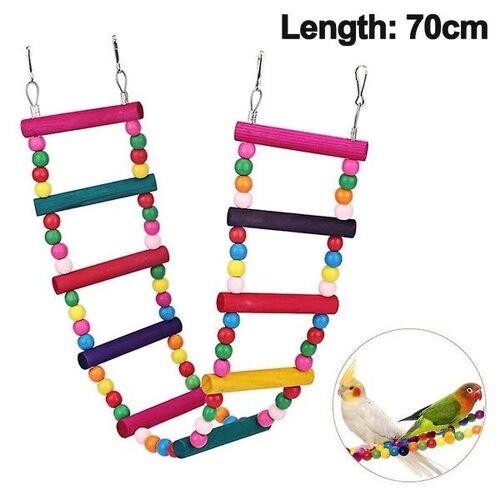 Échelle D'escalade En Perles De Bois Colorées Pour Oiseaux - Jouet D'exercice Sûr, Durable Et Amusant Pour Perroquets Et Petits Animaux