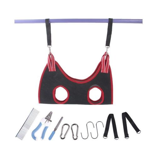 Ensemble De Hamac De Toilettage Pour Chien De Compagnie 10 Pièces Avec Coupe-Ongles, Lime Et Peignes - Confortable, Facile À Utiliser, Parfait Pour Le Toilettage À Domicile