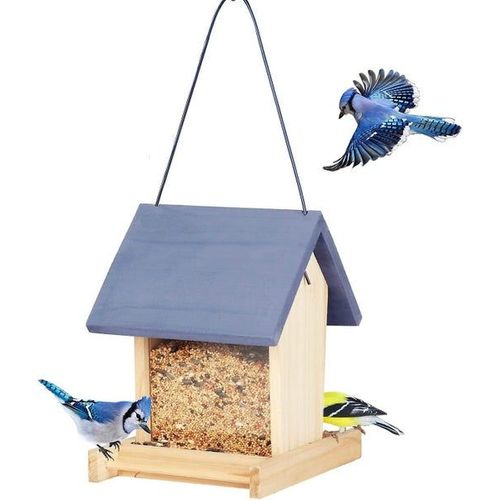 Mangeoire À Oiseaux Vintage En Bois De Cèdre ¿ Capacité De 2,6 Lb, Revêtement Uv, Style Ranch Charmant Pour Attirer Les Oiseaux Sauvages Dans Votre Jardin