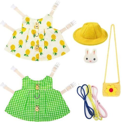 Adorable Ensemble Harnais Et Laisse En Coton Pour Petits Animaux - Lapins, Furets, Caniches Tasse De Thé - Comprend Des Jupes, Un Chapeau Et Des Accessoires