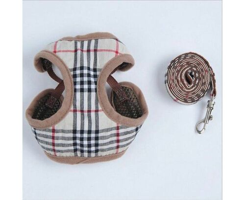 Harnais Souple Réglable Pour Chiots - Confortable, Durable Et Élégant Avec Motif Brodé - Petite Taille, Couleur Kaki