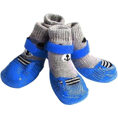 Chaussettes Et Bottes Imperméables Et Antidérapantes Pour Chien ¿ Protège-Pattes En Coton Bleu Pour L'intérieur Et L'extérieur, Grande Taille, Lot De 4