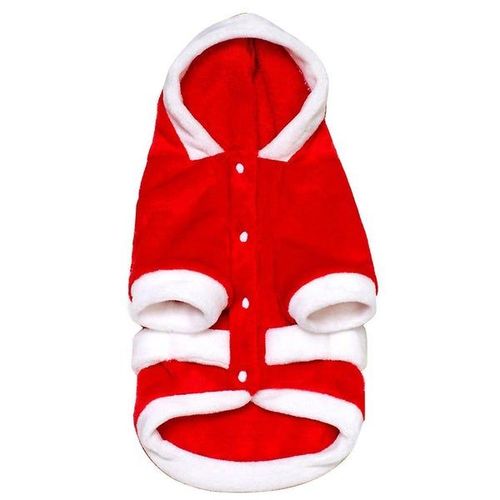Manteau De Noël Festif En Flanelle À Capuche Pour Chien Rouge - Vêtement D'hiver Chaud Et Épais Pour Animaux De Compagnie, Idéal Pour Les Fêtes Et Les Aventures En Plein Air