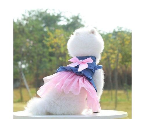 Charmante Robe De Princesse En Jean Pour Chien - Idéale Pour Les Mariages, Les Anniversaires Et Les Occasions Spéciales - Confortable Et Élégante Pour Les Petits Chiens