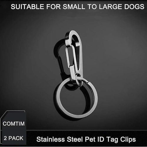 Pinces Pour Médailles D'identification Pour Chien En Acier Inoxydable Durable - Lot De 2 Pinces Rapides Et Robustes Pour Une Fixation Sécurisée Des Médailles D'identification Pour Animaux De Compagnie