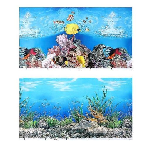 Autocollant 3d Double Face Pour Aquarium - Papier Peint Popetpop Pour Un Paysage Sous-Marin Époustouflant