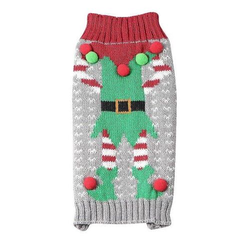 Pull Pour Chien À Motif De Clown Festif - Costume De Noël Confortable Pour Petits Chiens, Tricot Acrylique Chaud, Parfait Pour Les Fêtes De Fin D'année