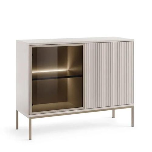 Laval K104 Led ¿ Buffet Trois Portes Avec Éclairage, Cachemire, Largeur 104 Cm, Hauteur 83 Cm, Profondeur 39 Cm
