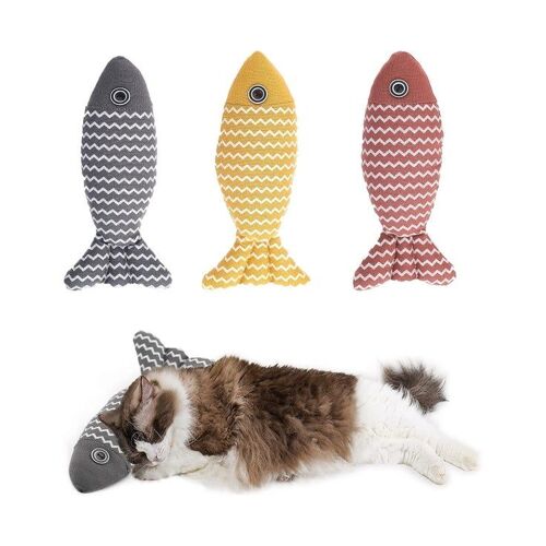Lot De 3 Jouets En Forme De Poisson À L'herbe À Chat Pour Chats D'intérieur  - Oreillers Doux, Durables Et Confortables Pour Le Jeu Et La Détente.