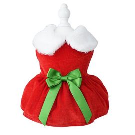 Robe De Noël Festive Rouge Et Verte Pour Chien - Robe De Vacances Confortable Avec Noeud Pour Animaux De Compagnie - Parfaite Pour Les Fêtes Et Célébrations D'hiver