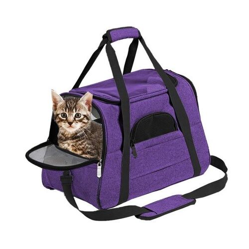 Sac De Transport Élégant Pour Chat Violet - Sac De Voyage Durable, Respirant Et Confortable Pour Chats De Petite Et Moyenne Taille, Accès Facile Et Sécurité Assurée