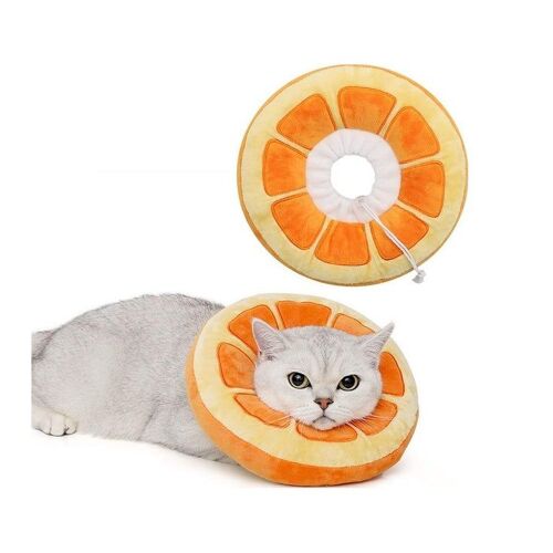 Collier De Convalescence Souple Et Réglable Pour Chat - Collier De Protection Confortable Pour Chatons, Taille Moyenne, Orange, Joli Motif Ananas